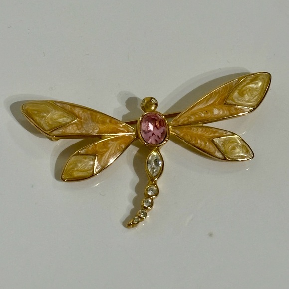Vintage KJL Kenneth Jay Lane for Avon Goldtone  Dragonfly Brooch - Picture 2 of 10